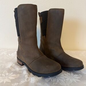Sorel Emelie III Chelsea Boots Womens Brown Waterproof Leather NL2679 Size 6.5